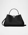 Tory Burch Eleanor Pebbled Leather Satchel Shoulder Bag In Black