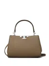 Tory Burch Eleanor Mini Pebbled Leather Satchel Bag In Neutral