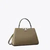 Tory Burch Eleanor Pebbled Satchel In Brown