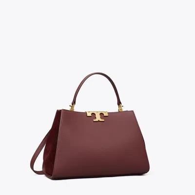 Tory Burch Eleanor Pebbled Satchel In Dark Cabernet