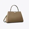 Tory Burch Eleanor Pebbled Satchel In Wild Mushroom