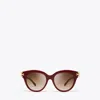 Tory Burch Eleanor Phantos Sunglasses In Red Berry/brown Gradient