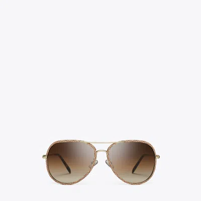 Tory Burch Eleanor Pilot Sunglasses In Black