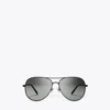 Tory Burch Eleanor Pilot Sunglasses In Black/grey Gradient