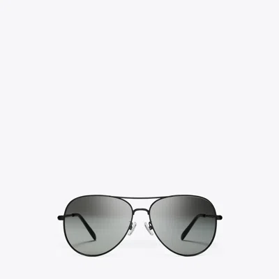 Tory Burch Eleanor Pilot Sunglasses In Black/grey Gradient