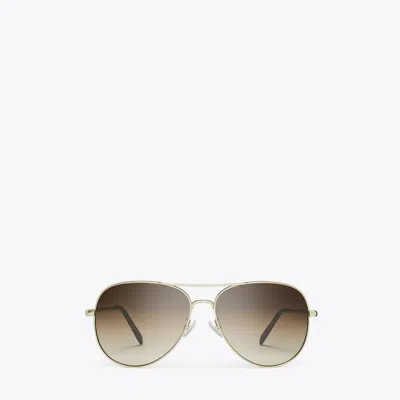 Tory Burch Eleanor Pilot Sunglasses In Brown