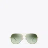 Tory Burch Eleanor Pilot Sunglasses In Green