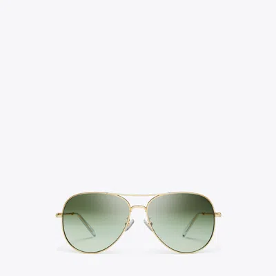 Tory Burch Eleanor Pilot Sunglasses In Green