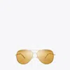 Tory Burch Eleanor Pilot Sunglasses In Gold/orange