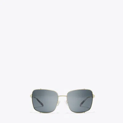 Tory Burch Eleanor Rectangle Sunglasses In Gray