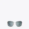 Tory Burch Eleanor Rectangle Sunglasses In Metallic