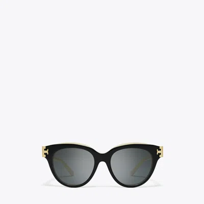 Tory Burch Eleanor Round Sunglasses In Black
