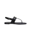 Tory Burch Eleanor Embellished Leather Sandals In Black