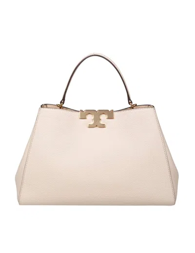 Tory Burch Eleanor Satchel Leather Bag In Stone In ["white"]