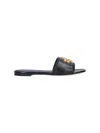 Tory Burch Open Toe Flat Sole Gold-tone Hardware In Black