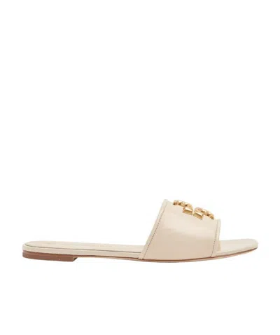 Tory Burch 10mm Eleanor Leather Slide Sandals In White