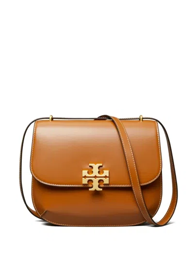 Tory Burch Eleanor Leather Slim Saddle Crossbody Bag In Whiskey