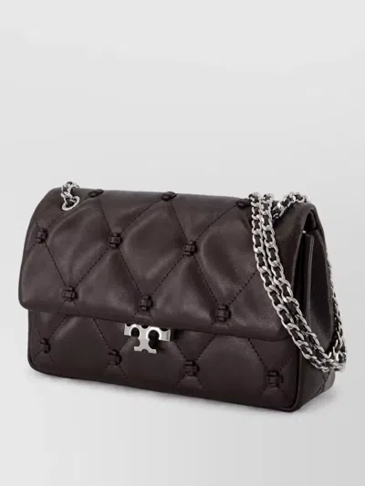 Tory Burch Eleanor Small Leather Clutch Bag In Black