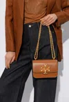 Tory Burch Eleonor Logo Plaque Small Shoulder Bag In Brown