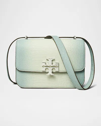 Tory Burch Eleanor Small Lizard-print Shoulder Bag In Blanc