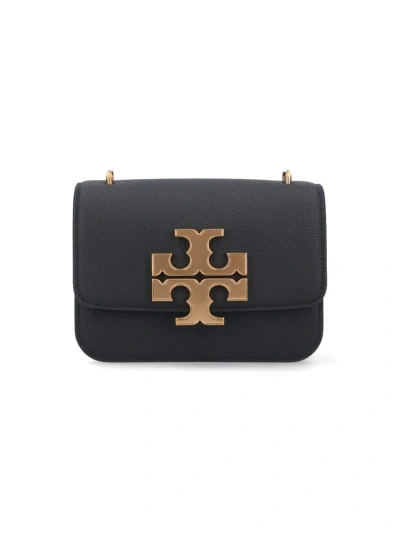 Tory Burch Eleanor Velvet Small Shoulder Bag In Black