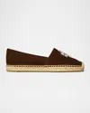 Tory Burch Round Toe Suede Espadrilles With Espadrille Sole In Brown