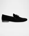 Tory Burch Eleanor Suede Pave Medallion Loafers In Perfect Black