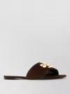 Tory Burch Eleanor Suede Sandals Embellished Detail Flat In Brown