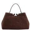 Tory Burch Eleanor Suede Satchel Bag In Brown