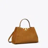 Tory Burch Eleanor Suede Satchel In Brown