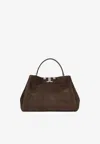 Tory Burch Eleanor Suede Shoulder Bag In Brown