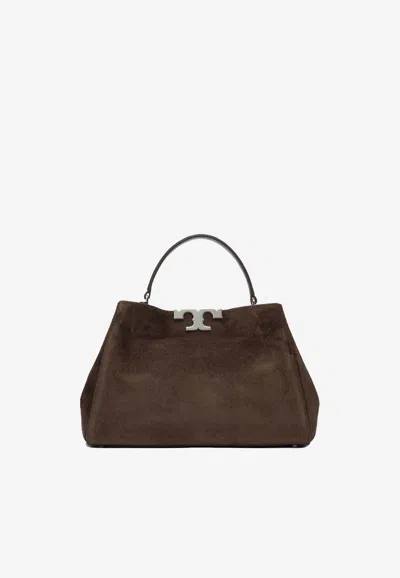 Tory Burch Eleanor Suede Shoulder Bag In Brown