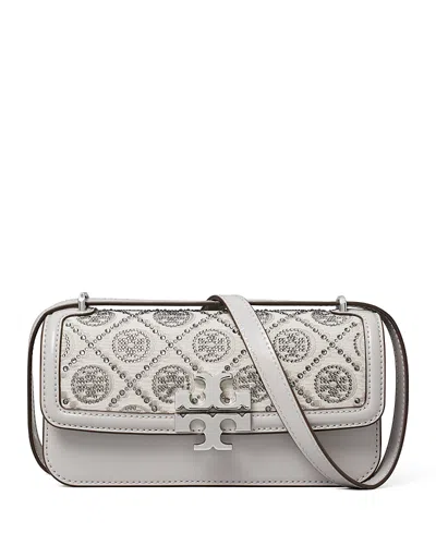 Tory Burch Eleanor T Monogram Crossbody In Gray/silver