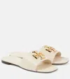 TORY BURCH ELEANOR T MONOGRAM LEATHER SLIDES