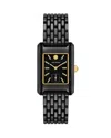 Tory Burch The Eleanor Rectangular Watch In Ip Black Stainless Steel In Black/black