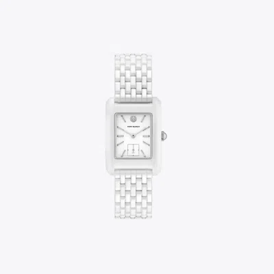 Tory Burch Eleanor Watch In White Ceramic
