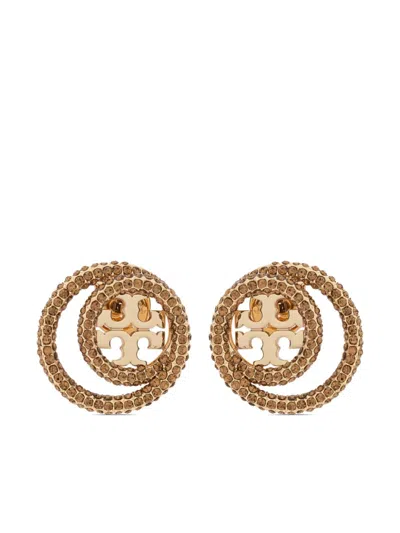 Tory Burch Miller Paved Stud Earrings In Tory Gold/smoky Topaz