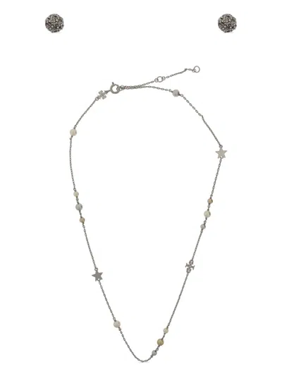 Tory Burch Elegant Brass And Glass Pearl In Tory Silver/pearl/crystal