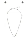 Tory Burch Embellished Chained Necklace Earrings Set In Silver