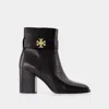 Tory Burch T Lock Heeled Ankle Boots 70mm Perfect Black In Black