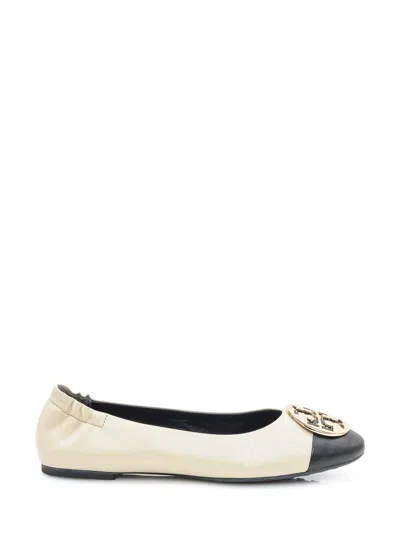 Tory Burch Elegant Logo Ballerina Flats In White