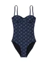 Tory Burch Underwired Swimsuit Adjustable Straps Patterned In Blue