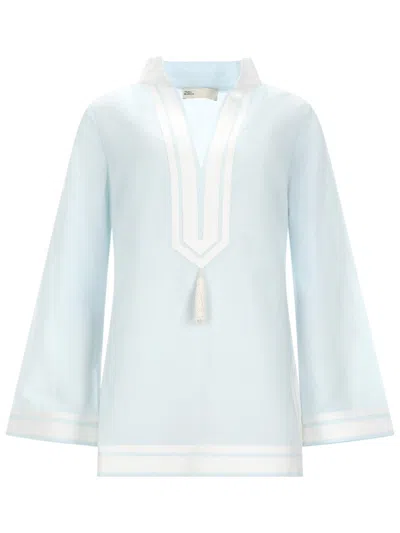 Tory Burch Elegant Women's Mini Shirt For Ss26 In Blue