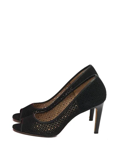 Pre-owned Tory Burch Elinor Suede Heeled Pumps In Black