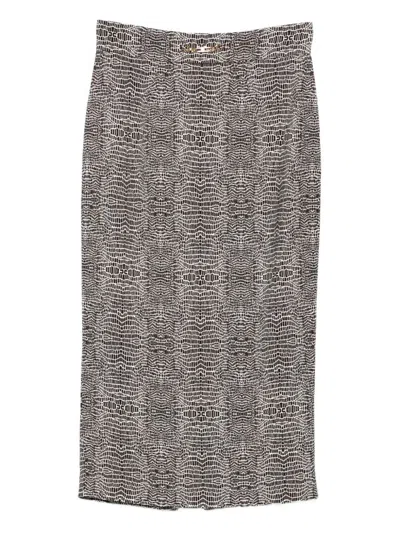 Tory Burch Elisabetta Franchi Midi Skirt In Gray