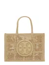 Tory Burch Neutral Ella Straw Crochet Tote Bag In Beige