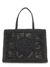 Tory Burch Large Ella Crochet Tote Bag In Black