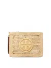 Tory Burch Womens Natural Ella Crocheted Raffia Pouch Bag In Beige