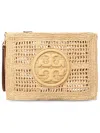 Tory Burch Womens Natural Ella Crocheted Raffia Pouch Bag In Natural