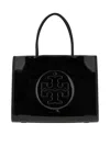 Tory Burch Ella Bio Patent Small Shopping Bag In Black
